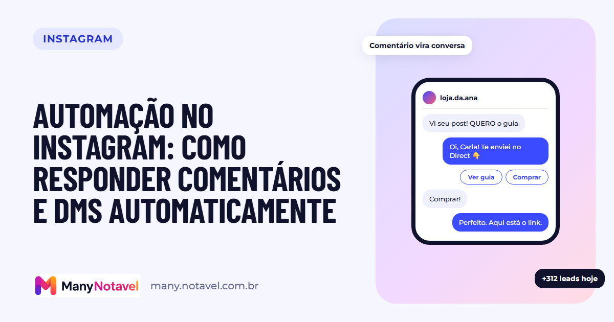 Automação no Instagram: como responder comentários e DMs automaticamente