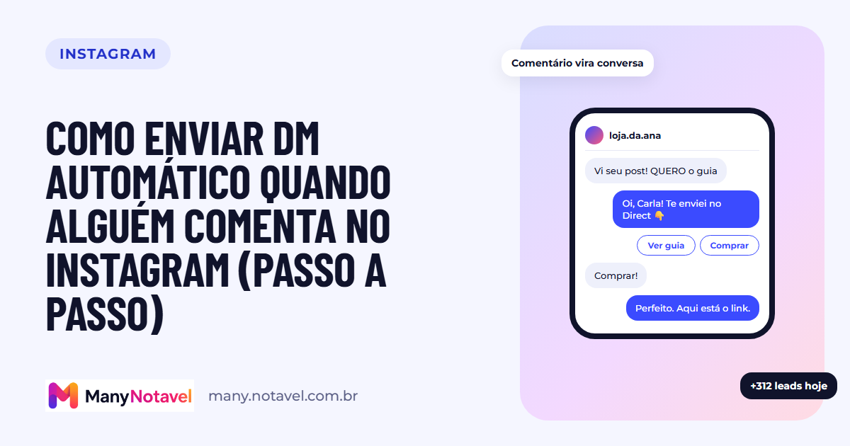 Como enviar DM automático quando alguém comenta no Instagram (passo a passo)